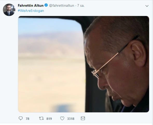 Fahrettin Altun'dan Cumhurbaşkanı Erdoğan paylaşımı: #WeAreErdogan